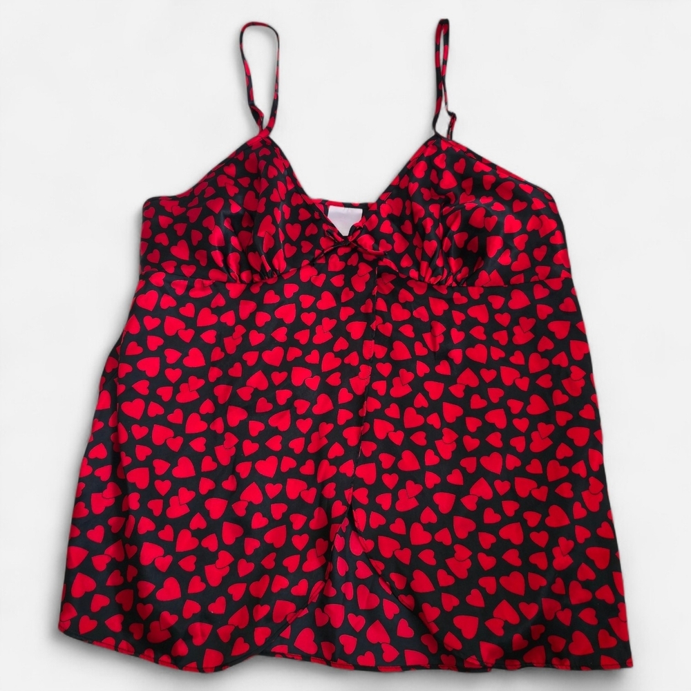 Vintage AVON Intimates Valentine's Day Romantic Hearts Silk Cami Top L